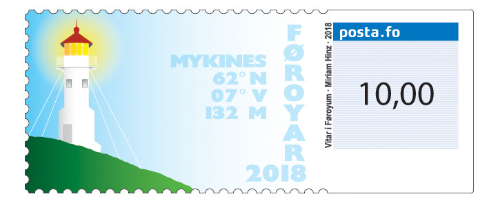 Färöiska fyrar - Mykines Färöiska frimärken 2018